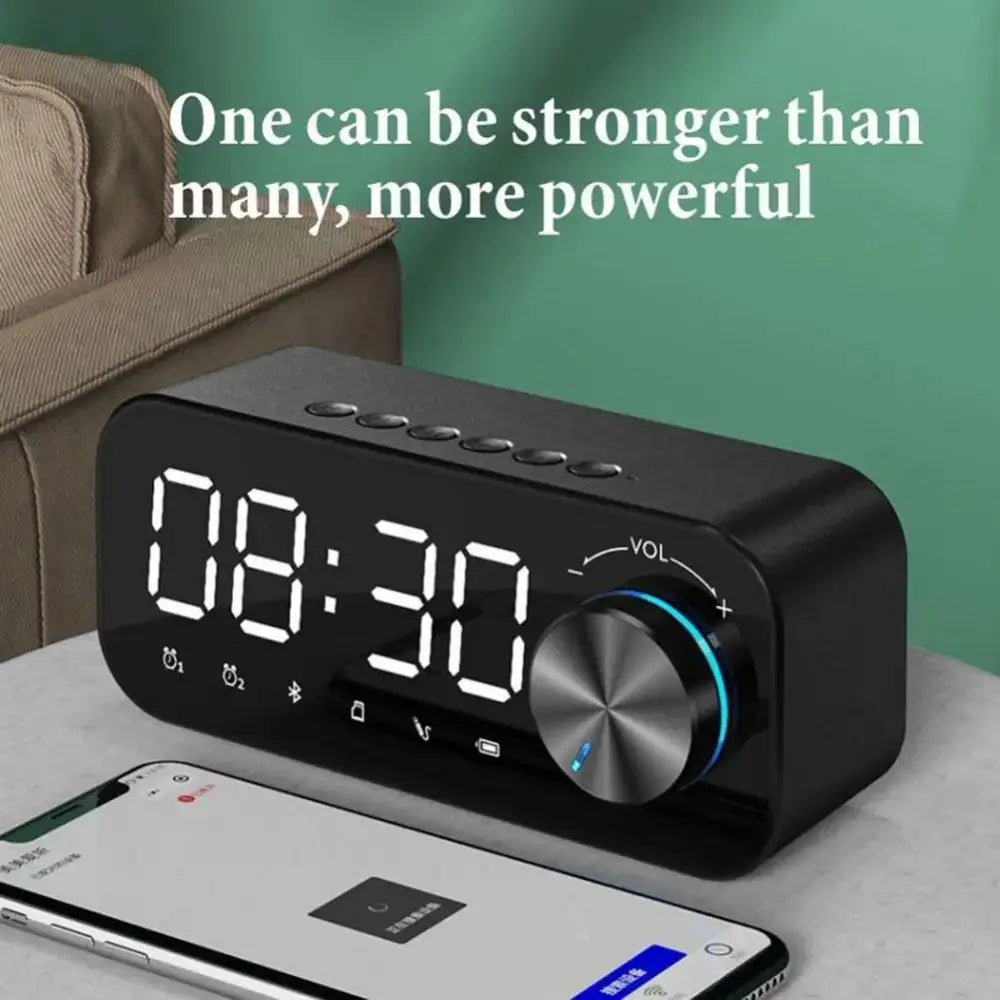 High Volume Bluetooth Speaker Portable Design Clock Function LED Alarm Clock Wireless Connectivity Super Bass