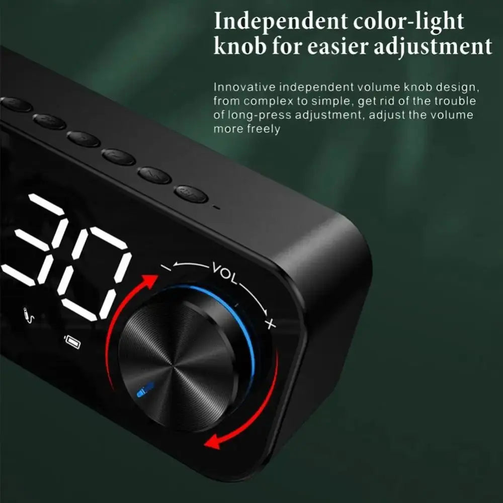 High Volume Bluetooth Speaker Portable Design Clock Function LED Alarm Clock Wireless Connectivity Super Bass