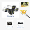 6K 12MP Outdoor WiFi Camera Three Screen Three Lens 10X Zoom PTZ Automatic Tracking Audible Visual Alarm Security Camera