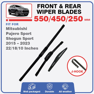 For Mitsubishi Pajero Sport Shogun Sport 2015-2023 KR KS QE QF Front Rear Windshield Wiper Blades Brushes Accessories 22