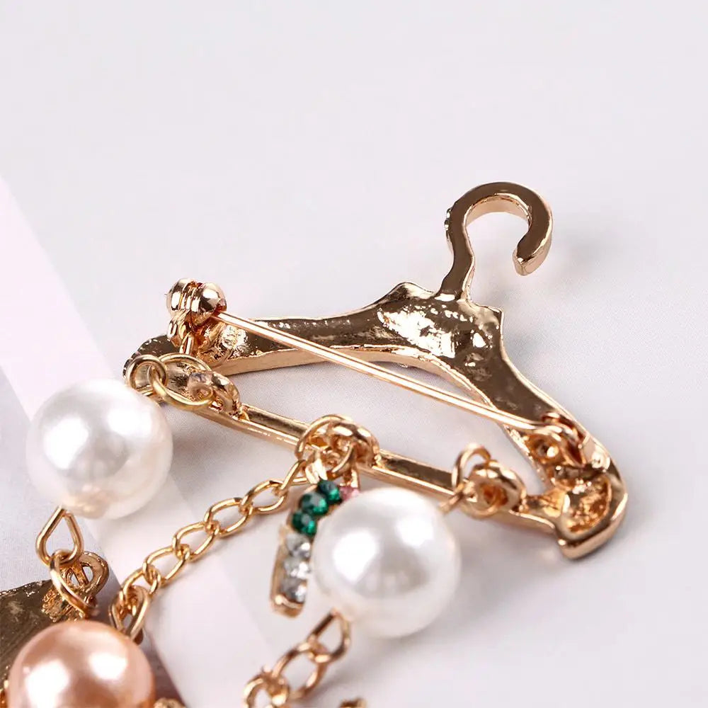 Jewelry Clothing Accessories Christmas Pearl Crutch Drying Racks Enamel Snowman Elk Deer Crystal Hanger Brooch Pin Rhinestones