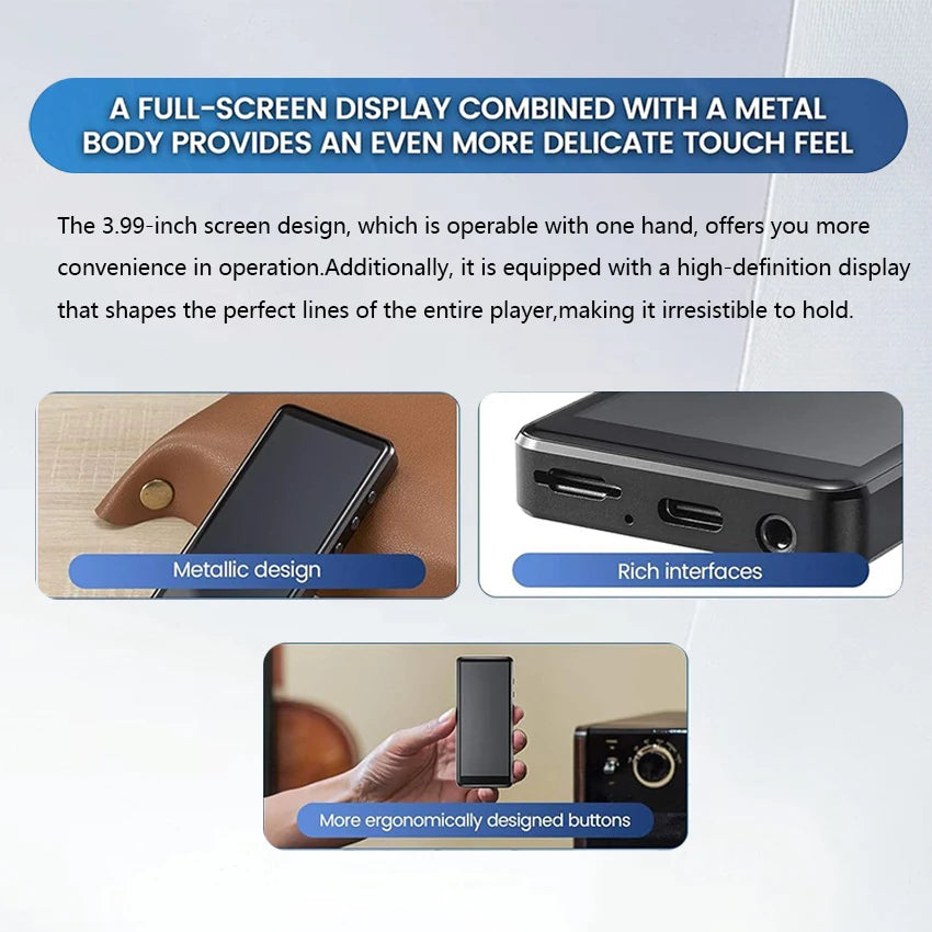 80GB(16GB+64GB) 3.99 inch mp3 player bluetooth 5.0 and WiFi,Android 13.0 FM radio, eBooks, ,Spotify,Audible,capacity up to 1Tb