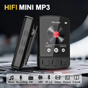 Portable Sport Clip Mini Walkman MP3 Player MP4 Music Player, Bluetooth 5.2, 1.8-Inch, Supports E-Books / Recorders / FM Radios