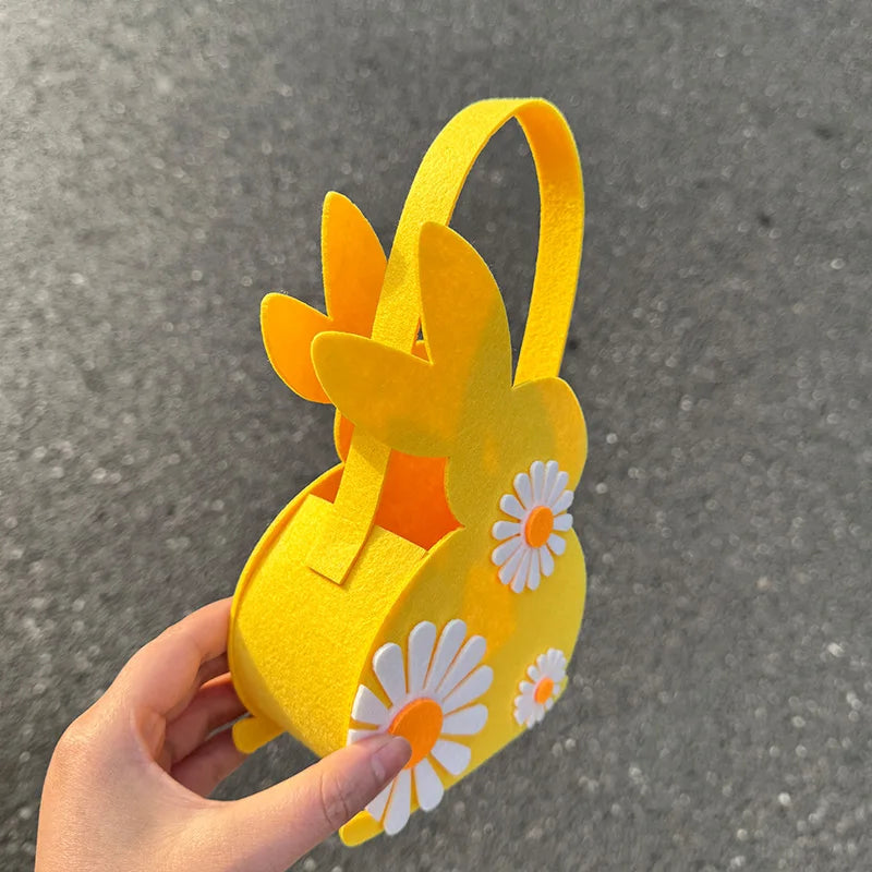 Easter Bunny Basket Kids Candy Tote Bag Soft Felt Gift Storage Basket 2026 Easter Party Decoration Egg Hunt Game Props