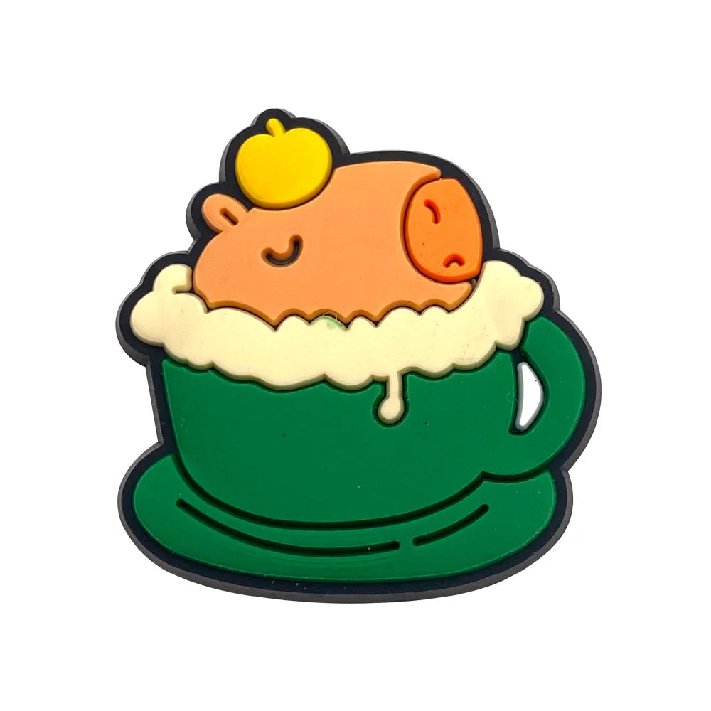 Hot Sales New Arrivals 1Pcs Cute Capybara Shoe Charms Pin for Crocs Shoe Decoration Kids Adult Christmas Boy Girl Party Gifts