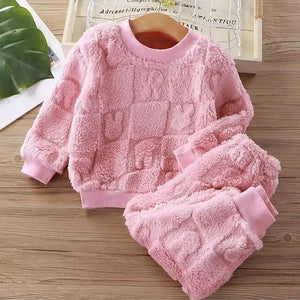 New autumn flange pajamas girl style Liu Su home service boy long sleeve top+trousers set 0-5 year old children pajamas set