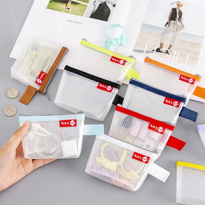Waterproof Mini Mesh Zipper Storage Bag Small Items Organizer Coin Purse Credit Bank ID Card Bag Earphone Cable Lipstick Pouch