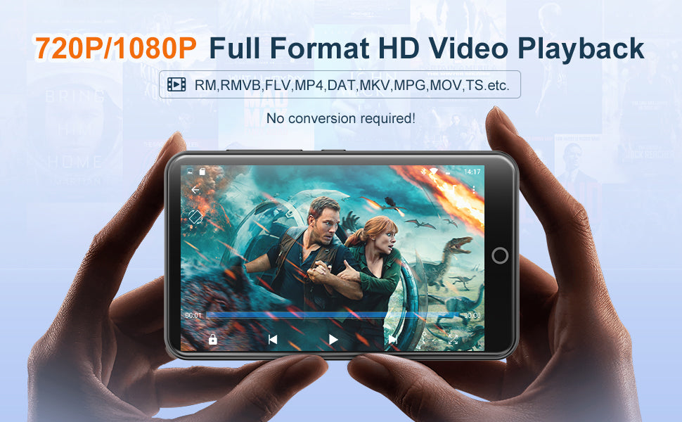 MP3 Player with Bluetooth and WiFi，4" Touch Screen Music Player Android 9.0 MTK 8 Core，MP4 Player with Spotify，Audible，Deezer，Am